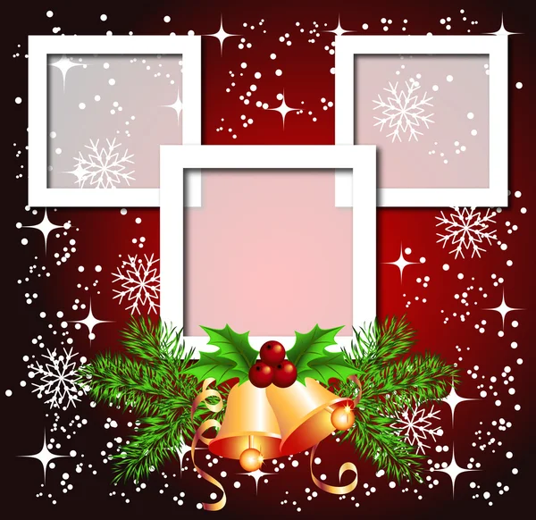 Vánoční pozadí s rámem a zvony — Stockový vektor