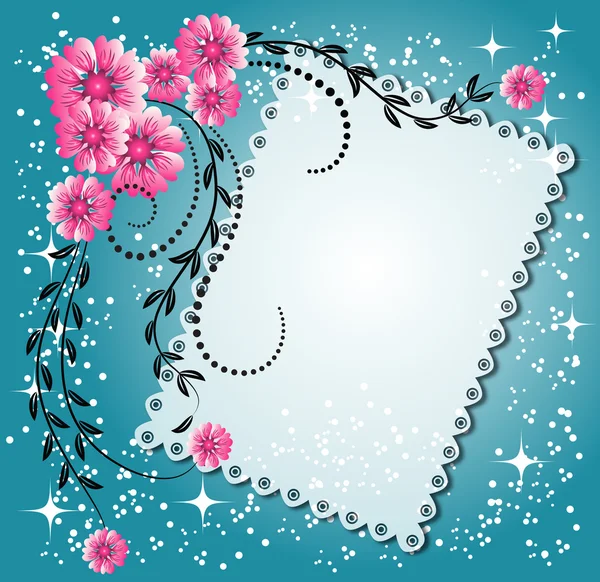 तारे आणि मजकूर किंवा फोटो एक जागा फुलांचा पार्श्वभूमी — स्टॉक व्हेक्टर