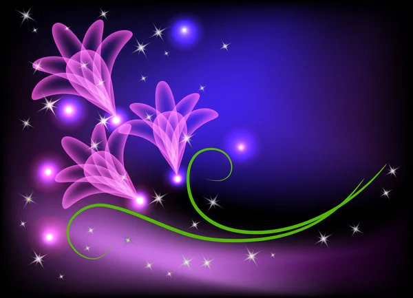 Fleurs et étoiles transparentes — Image vectorielle