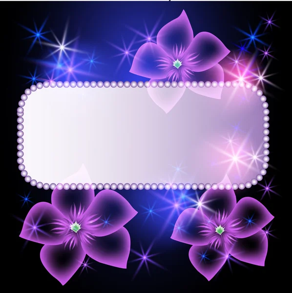 Fond lumineux avec des fleurs et des étoiles transparentes — Image vectorielle