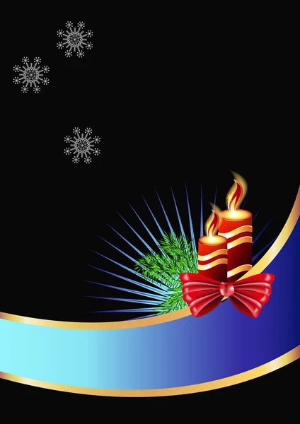 Tarjeta de Navidad con una vela encendida — Vector de stock