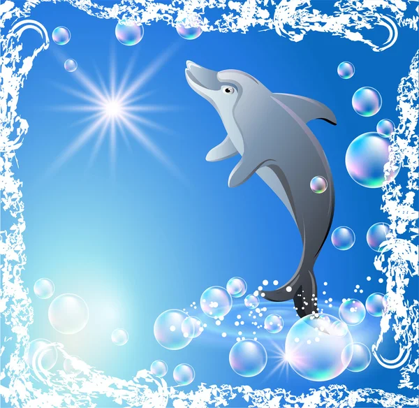 Delfin i pęcherzyki — Wektor stockowy