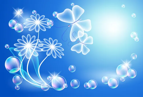 Fond avec des fleurs transparentes — Image vectorielle