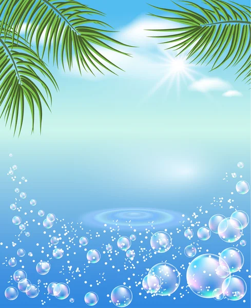 Palm och bubblor — Stock vektor