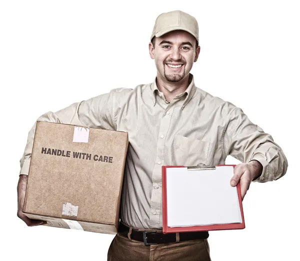 Smiling delivery man — Stock Photo, Image