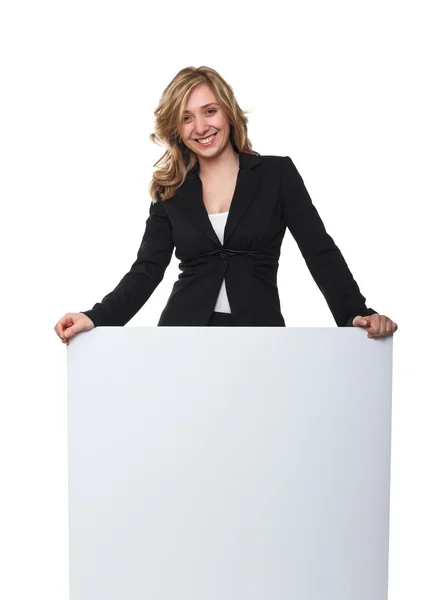 Woman with board — Stock Photo, Image