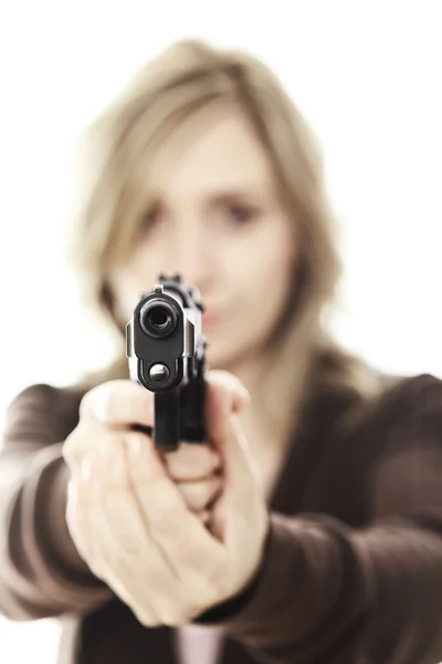 Mulher com arma — Fotografia de Stock