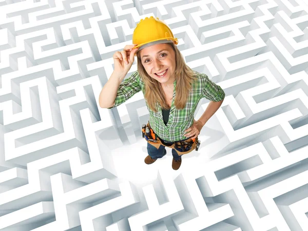 Woman in a maze — Stock Photo, Image