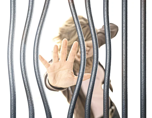 Donna in prigione — Foto Stock