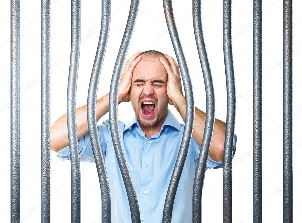 Stressed prisoner and bended metal bar
