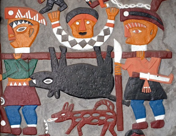 原住民画墙上装饰 — 图库照片