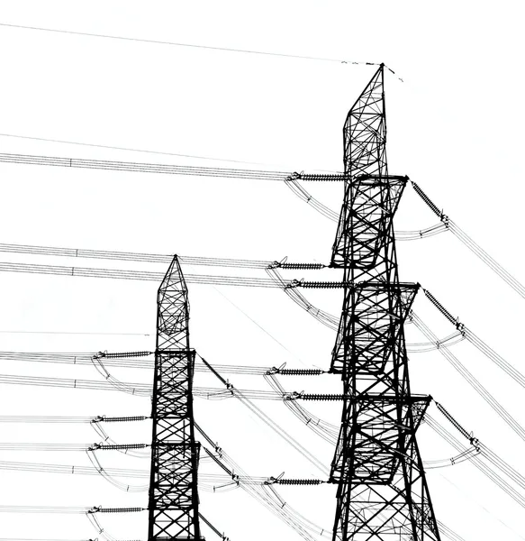 Twee hoog voltage power masten — Stockfoto