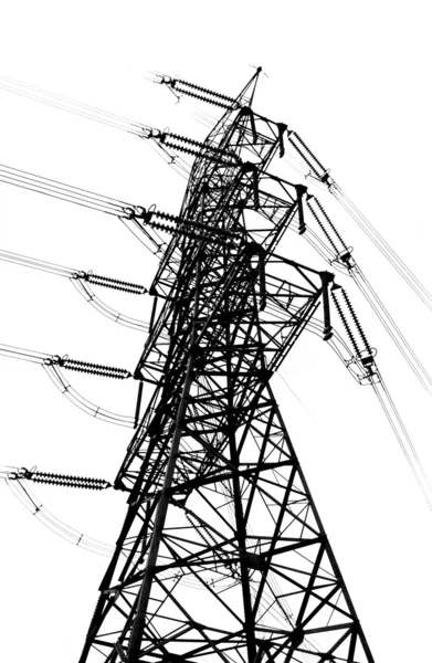 背の高い高電圧電源マスト — ストック写真