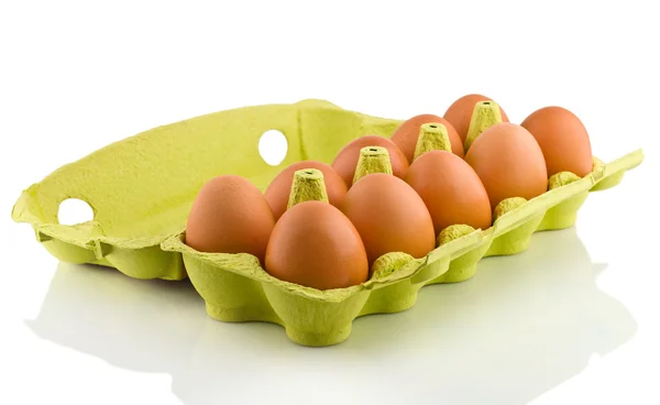 Tio ägg i paketet — Stockfoto