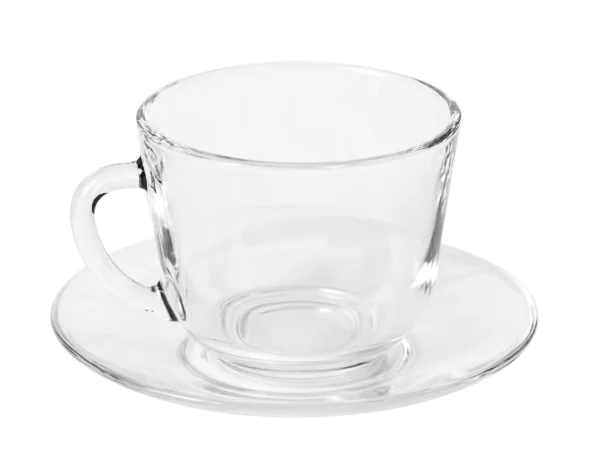 Empty Glass cup and saucer — Stock Photo, Image