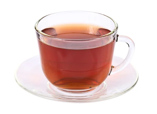 Beyaz arka plan üzerinde izole cam fincan çay — Stok fotoğraf