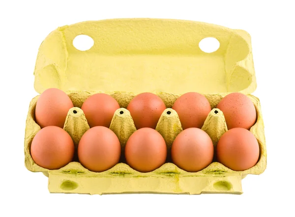 Diez huevos en paquete — Foto de Stock
