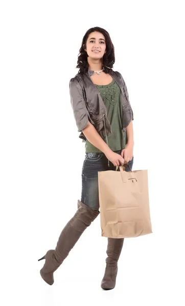 Mladá žena s nákupy — Stock fotografie