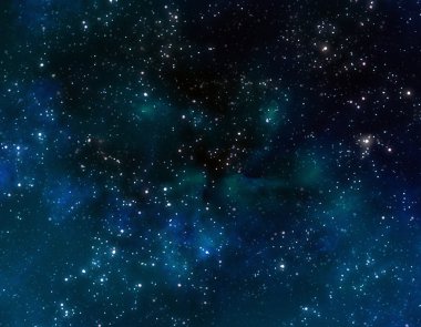 Outer space with blue nebula clouds clipart