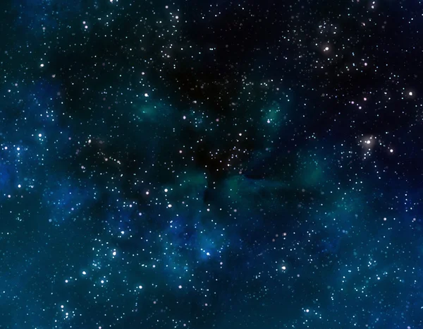 Yttre rymden med blå nebulamoln — Stockfoto