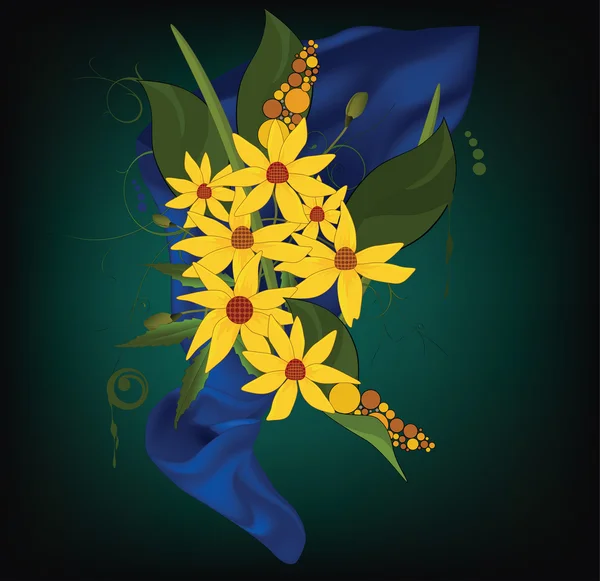 Ornament mit Wildblumen. Kamille — Stockvektor