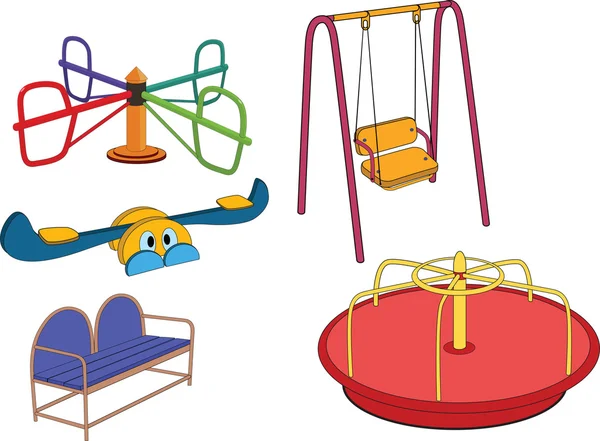 The complete set a children's swing. Cartoon — Stock Vector
