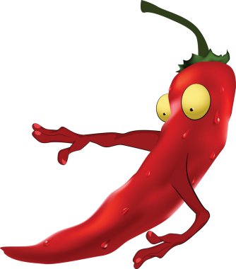 The scared red Chilean pepper. Cartoon clipart