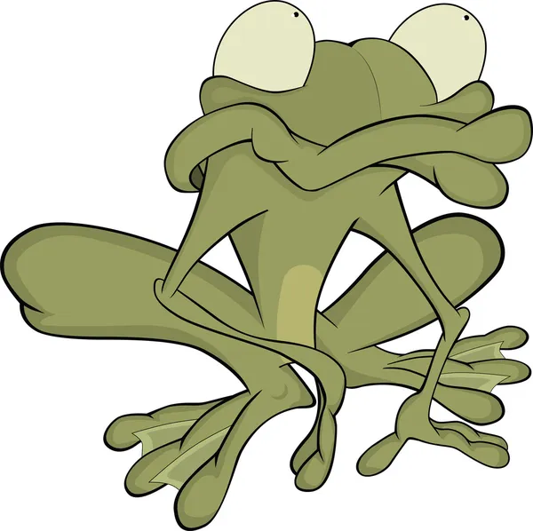 Большая зеленая жаба. Мультфильм — стоковый вектор