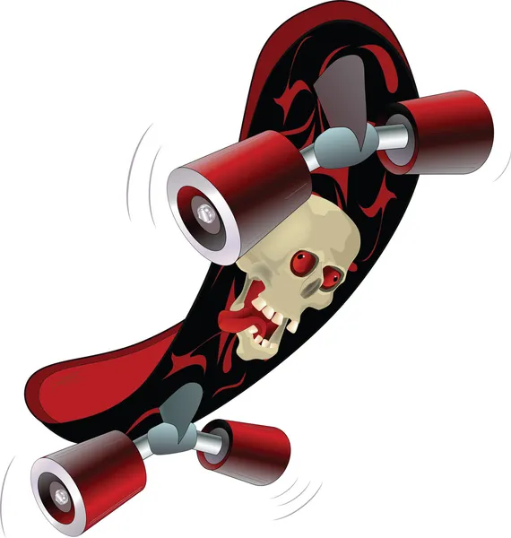 Skate board with a skull. Cartoon — Stock Vector