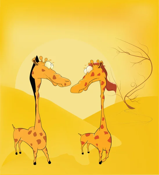 Amor y jirafas. ¡África! Caricatura — Archivo Imágenes Vectoriales