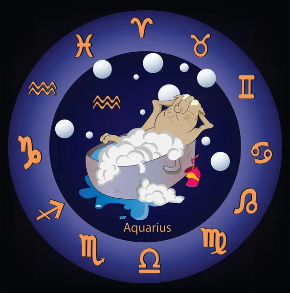 Signos del zodíaco. El Acuario. Caricatura — Archivo Imágenes Vectoriales