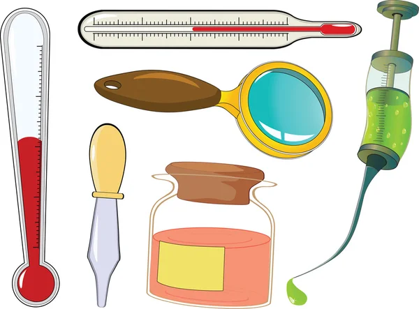 El conjunto completo de la herramienta médica. Medicamentos clip art — Vector de stock