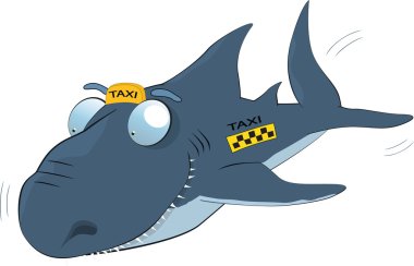 Shark of a taxi. Cartoon clipart