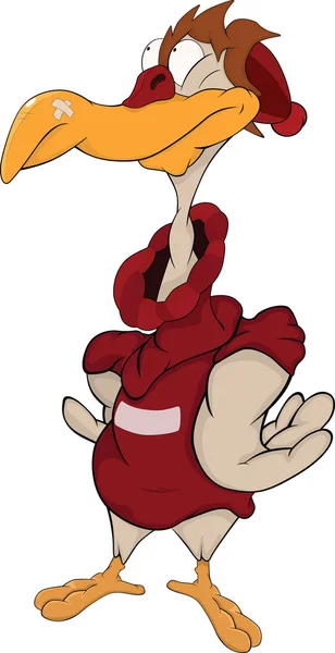 Birdie el deportista en un suéter y una gorra deportiva.Dibujos animados — Vector de stock