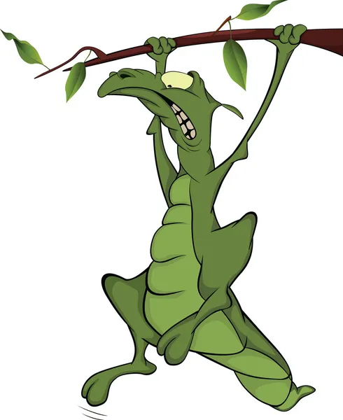 Stock Photo: Lizard on a tree branch. Cartoon — Stock Vector