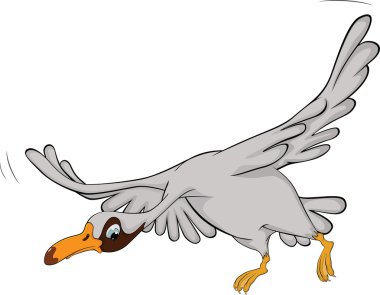 Flying goose. Cartoon clipart