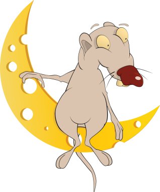 Rat and the moon from cheese clipart