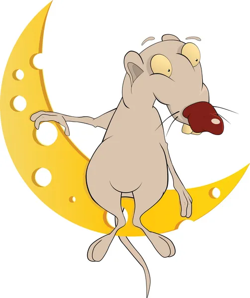 Rat and the moon from cheese — Stock Vector