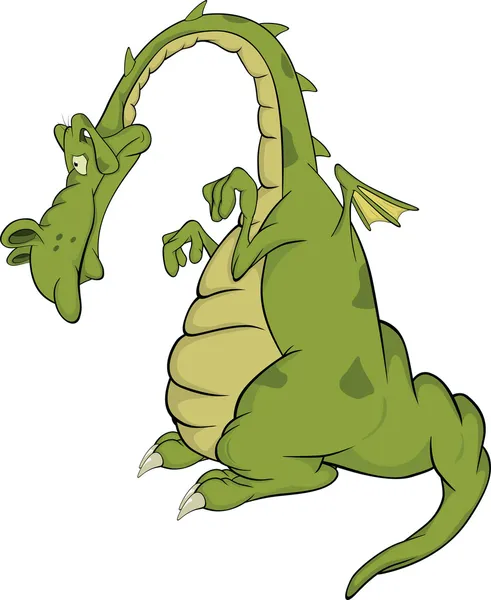 Dragón verde bondadoso. Dibujos animados — Archivo Imágenes Vectoriales