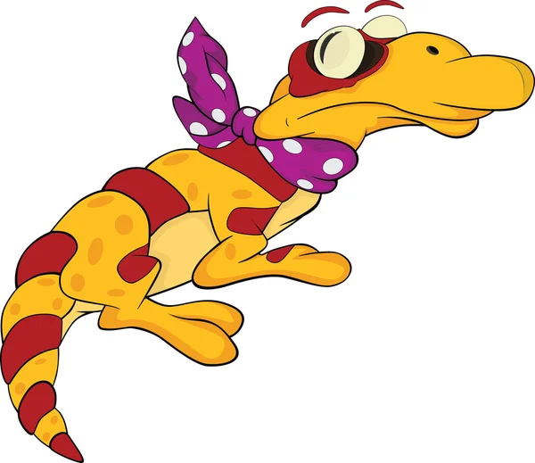 Yellow kind lizard and scarf. Cartoon — Stock Vector
