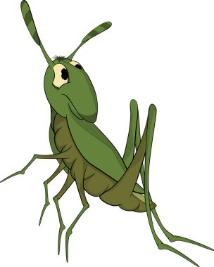 Green grasshopper. Cartoon clipart