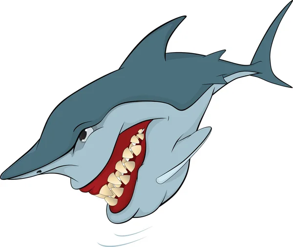 Tiburón alegre. Caricatura — Vector de stock
