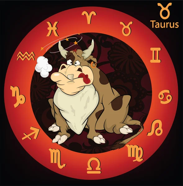 Segni zodiacali. Toro. Cartone animato — Vettoriale Stock