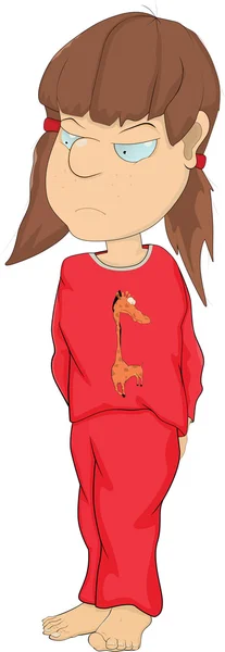 Dívka v pyžamu. kreslený — Stockový vektor