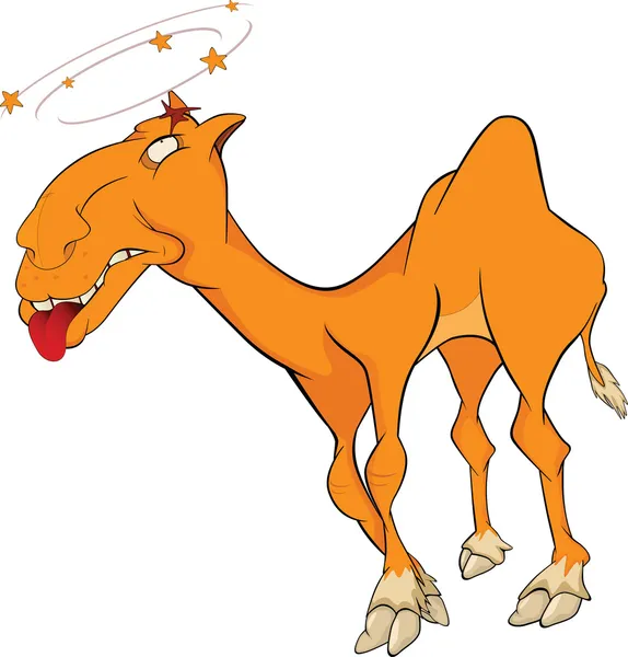 Sobre um calor e um camel.Desenhos animados — Vetor de Stock