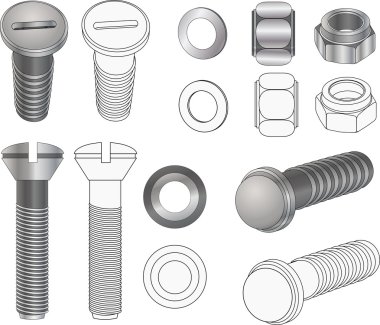 The complete set bolts and nuts . Clip-Art clipart