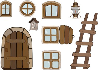 Building objects. Windows and doors clipart