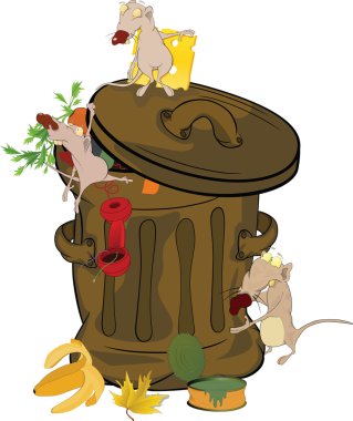 Garbage bank and rats. Cartoon clipart