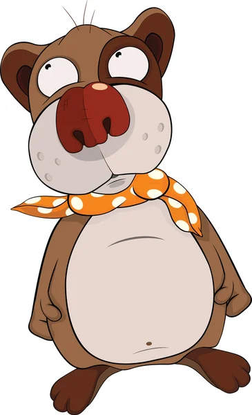Cachorro de oso de juguete con bufanda. Caricatura — Vector de stock