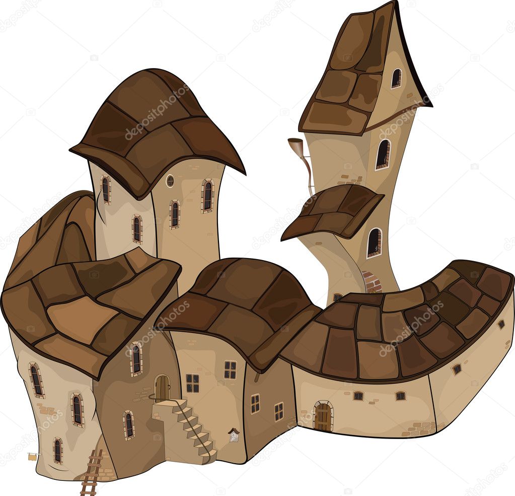 The old Castle from a fairy tale. Cartoon